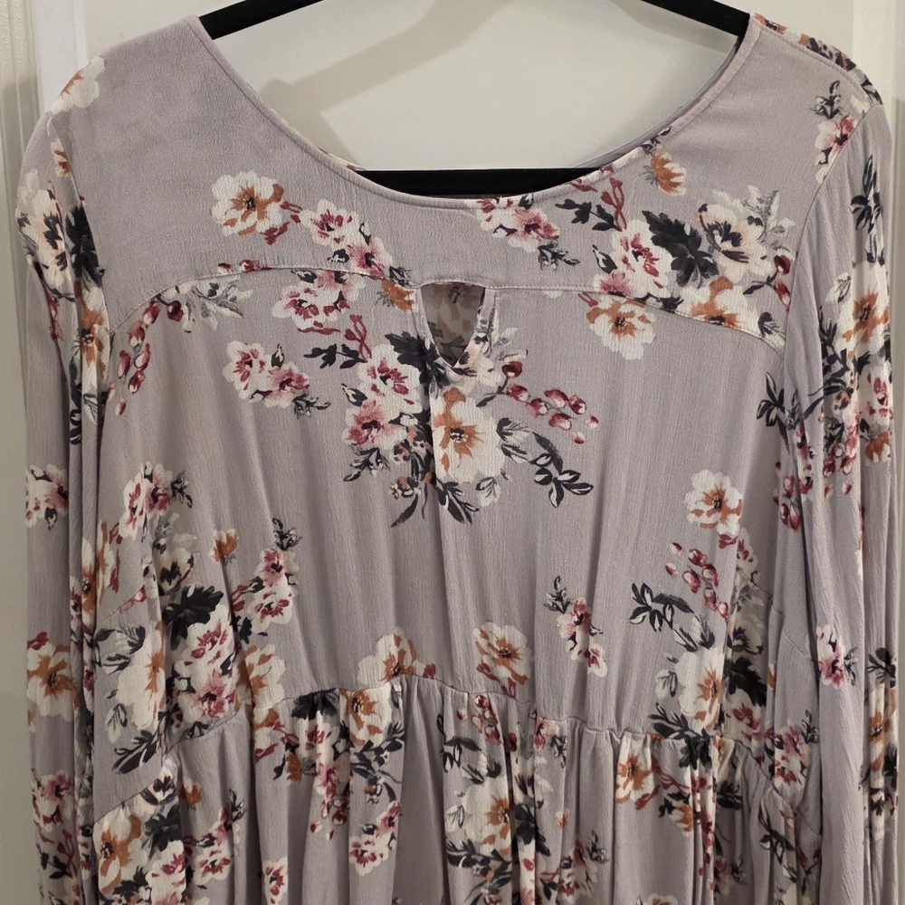 Torrid Floral Dress Top with Pink and Gray Tones
